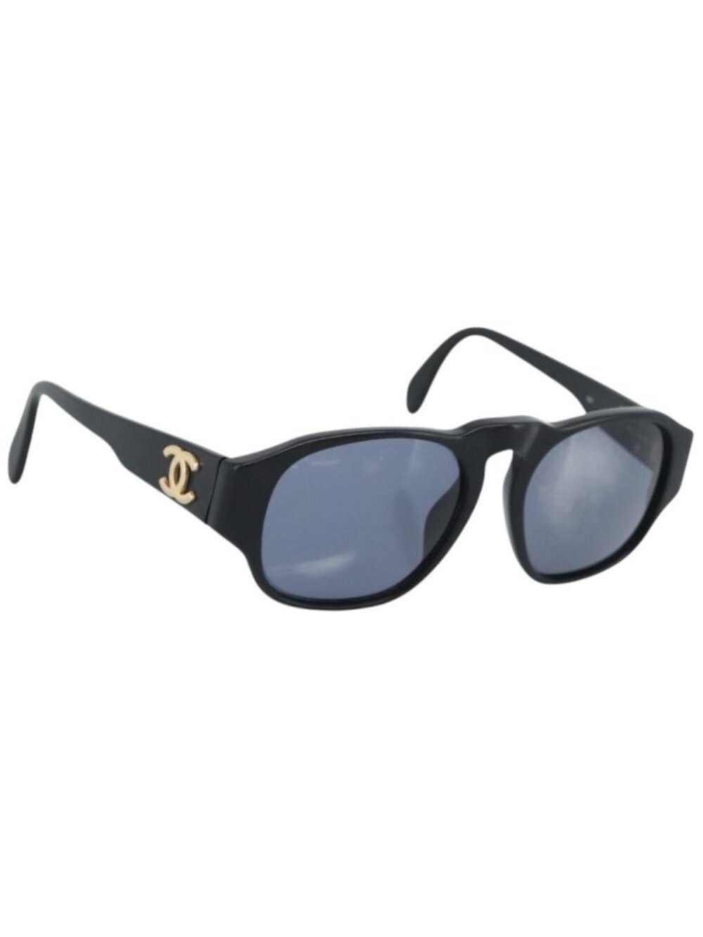 CHANEL Sunglasses plastic Black Gold CC